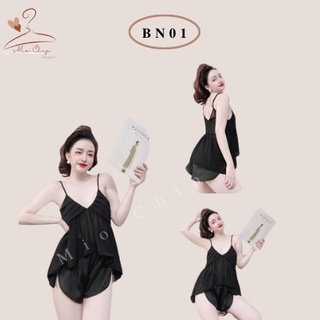 Bộ ngủ lụa 2 dây nữ bộ ngủ sexy , áo chiffon kèm quần satin xẻ ngực, freesize < 62kg