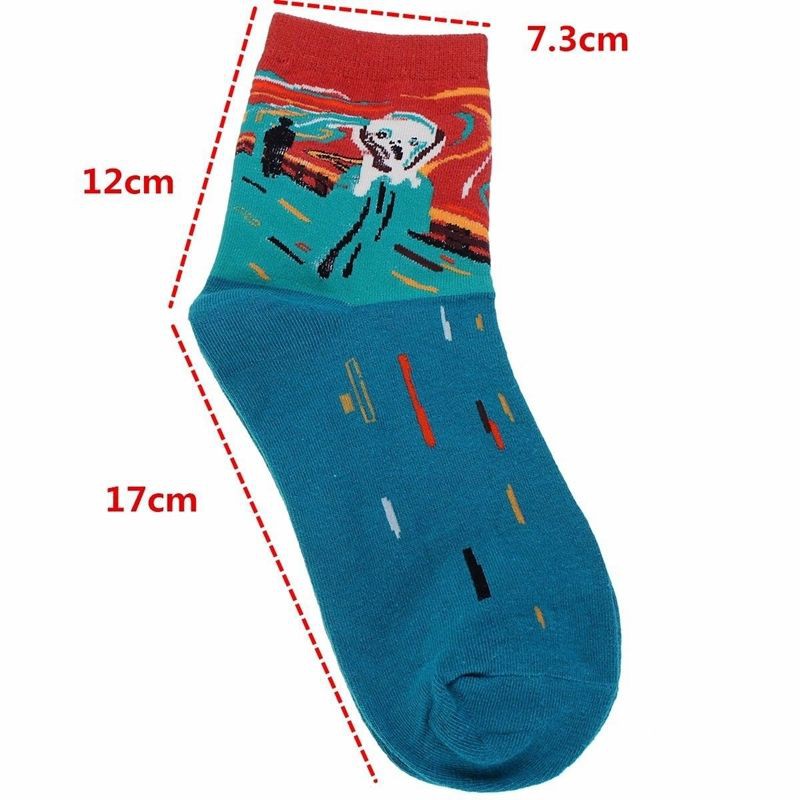 Tất vớ in hình tranh vẽ 3D sáng tạo thời trang retro cho nam và nữ