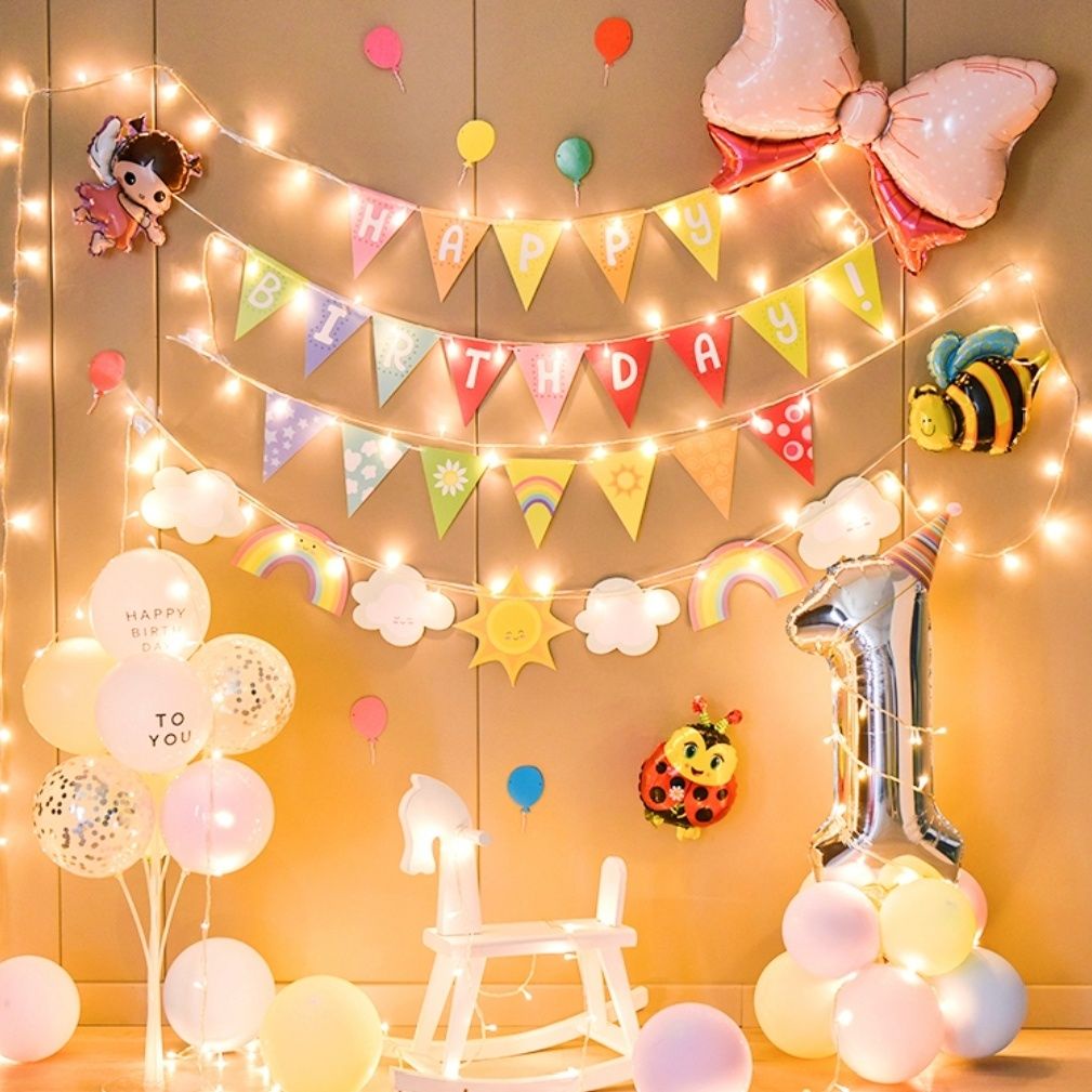 Bong Bóng Trang Trí Tiệc Sinh Nhật Bé Gái One 1 Tuổi