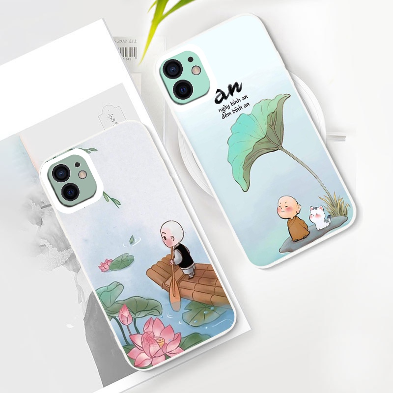 Ốp lưng iphone phong cảnh bình yên chú tiểu và sư thầy đáng yêu ốp iphone chống sốc x/xr/xs/6/6s/7/se2020/12promax
