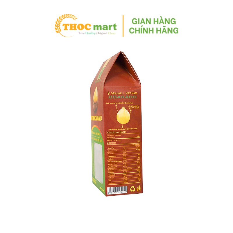 Hạt Macca rang nứt vỏ Dakado 100% tự nhiên của Dak Lak hộp giấy 250g