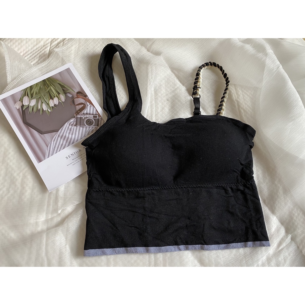 Áo Bra 2 Dây Kiểu Dáng Lệch Vai Dạng croptop | BigBuy360 - bigbuy360.vn