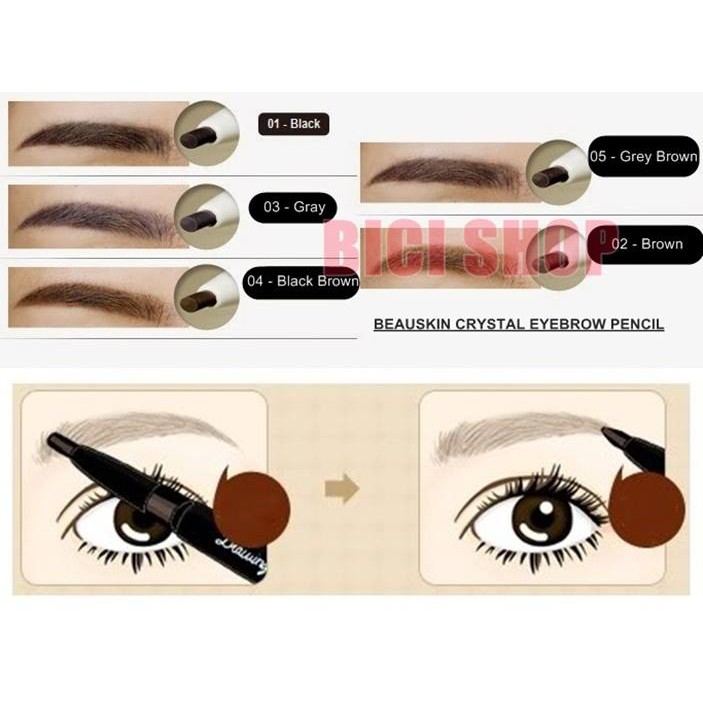 Chì Kẻ Mày 2 Đầu BEAUSKIN Crystal Eyebrow Pencil 3.0g Lâu Trôi, Chống Nước Hiệu Quả - BMEB0104110