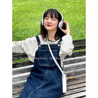 Yếm váy jean dài [STORY] D1067 xanh sẫm (ảnh thật)