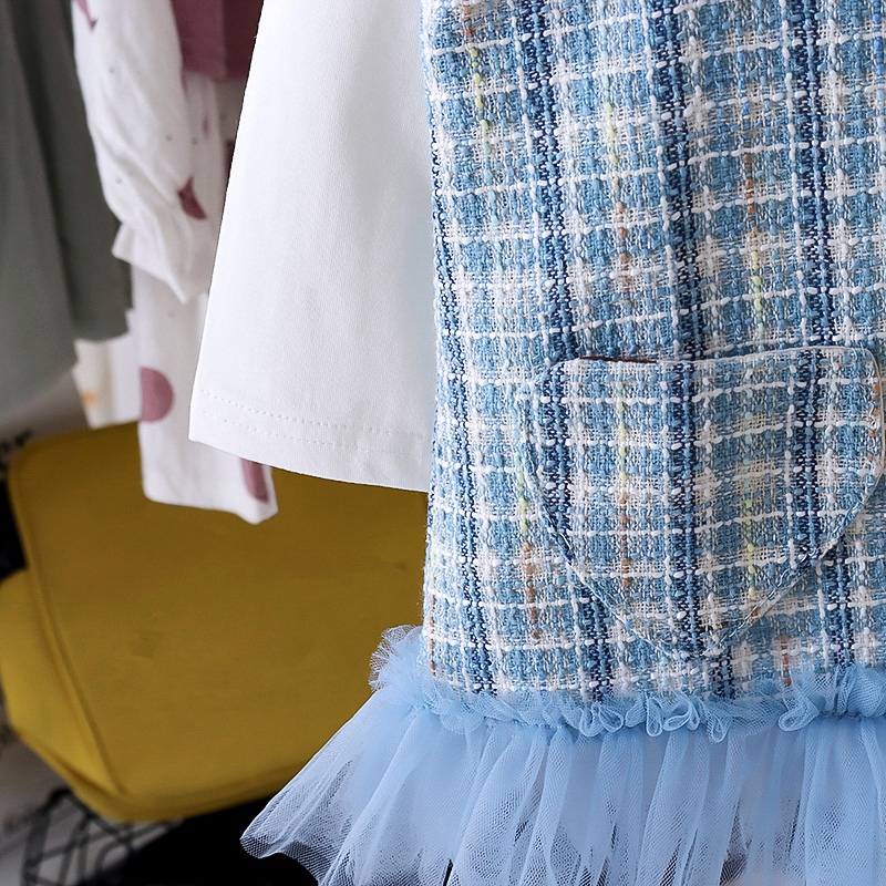 Set Áo Thun Tay Dài Kèm Đầm Công Chúa Thời Trang Cho Bé Gái