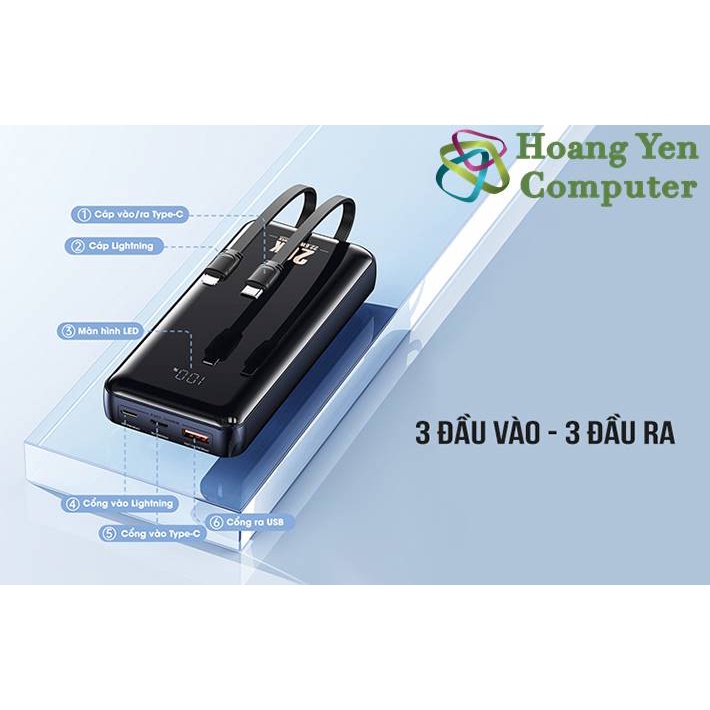 Sạc Dự Phòng Remax RPP-311 20000Mah , Tích Hợp Cáp Sạc - BH 1 Năm - Hoàng Yến Computer