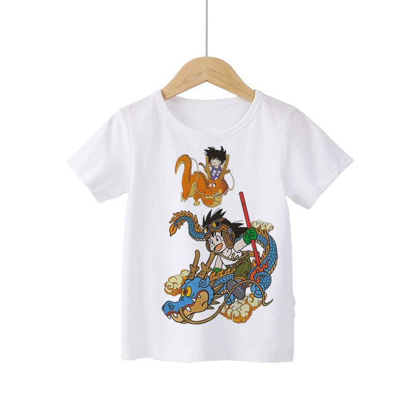 Áo Thun Cotton + Polyester In Hoạt Hình Dragon Ball Thời Trang Mùa Hè Cho Bé
