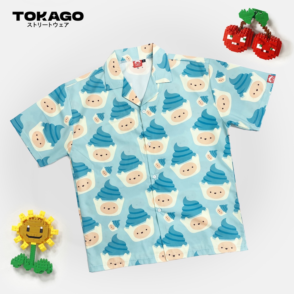 Áo sơ mi Tokago V2 hoạ tiết hoạt hình, áo ngắn tay nam nữ mặc nhà, đi biển form rộng, nhiều màu