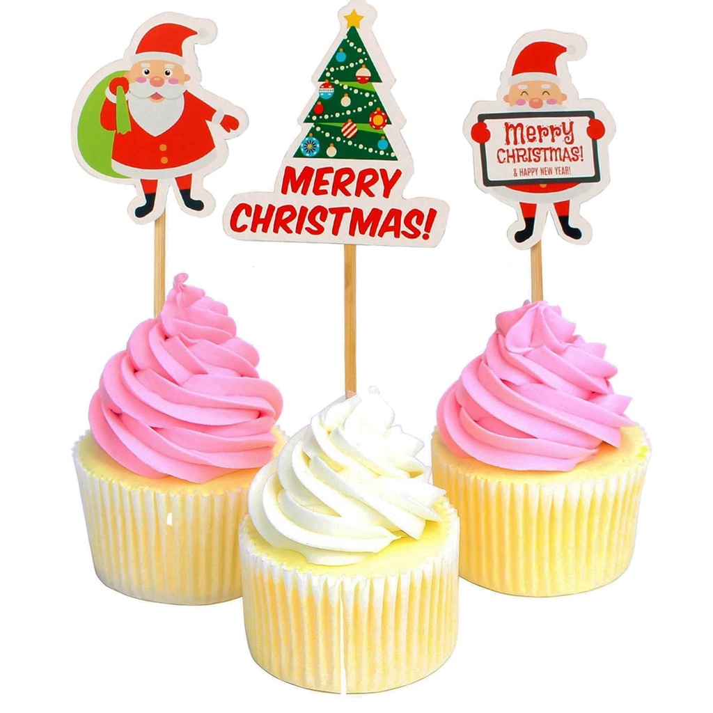 Set 9 phụ kiện chèn trang trí bánh hình ông già Noel hoạt hình dễ thương