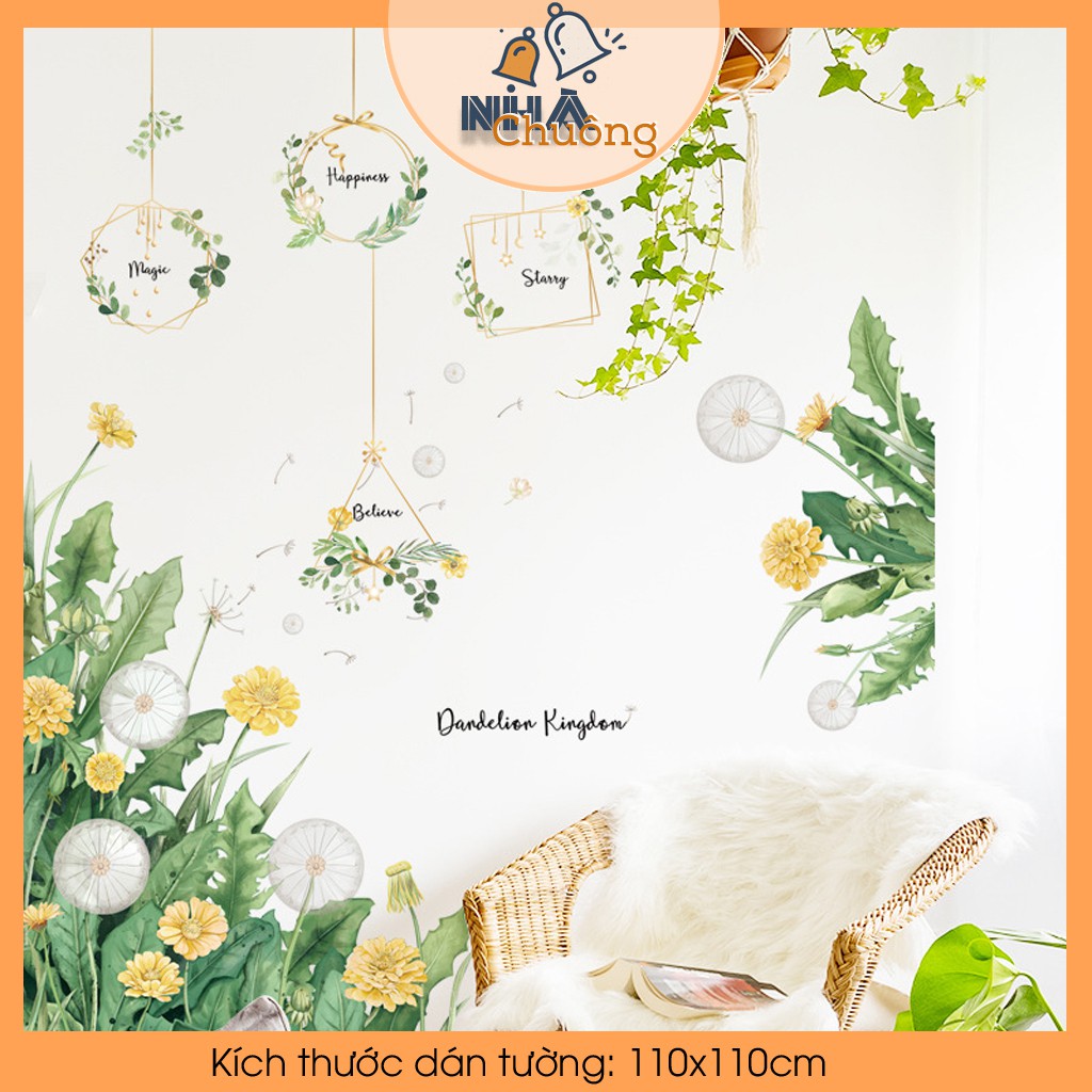 Decal tranh dán tường trang trí nhà cửa loại cao cấp mẫu Hoa bồ công anh C115
