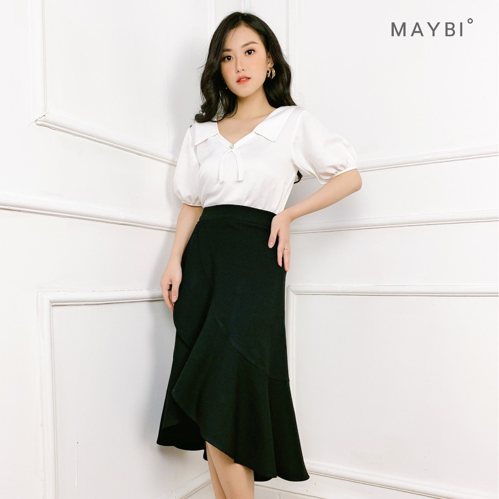 [Mã WABRHI5 giảm 15% đơn 599K] MAYBI - Chân váy chắp tà phối bèo