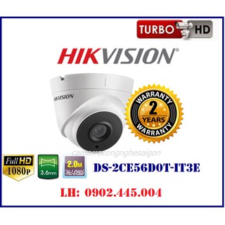 Camera hdtvi 2mp hikvision ds-2ce56d0t-it3e cấp nguồn qua cáp đồng trục- hồng ngoại 40m