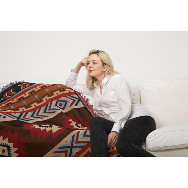 Thảm treo tường họa tiết vintage chăn trải shopha chống bụi, phong cách boho vintage đáng yêu