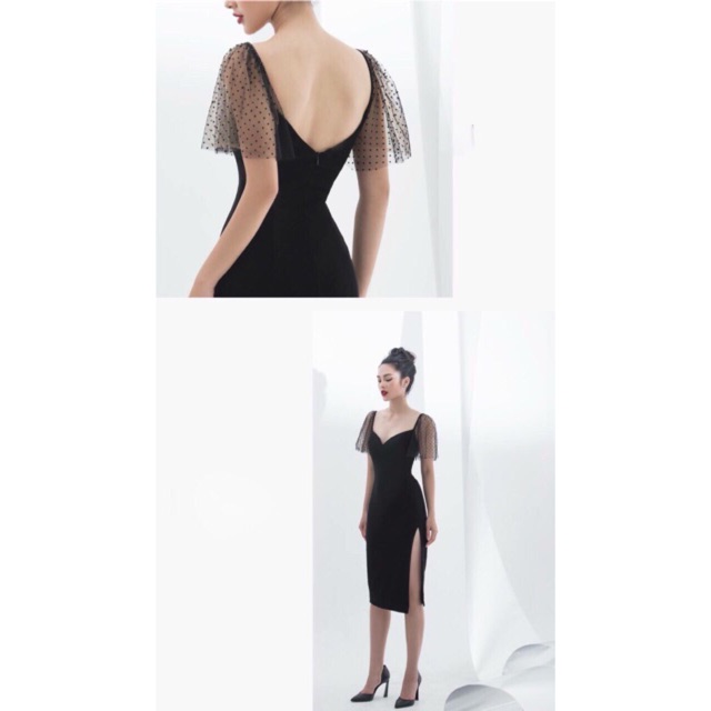 Đầm ôm body cổ tim tay lưới form căng đét ất sắc | BigBuy360 - bigbuy360.vn