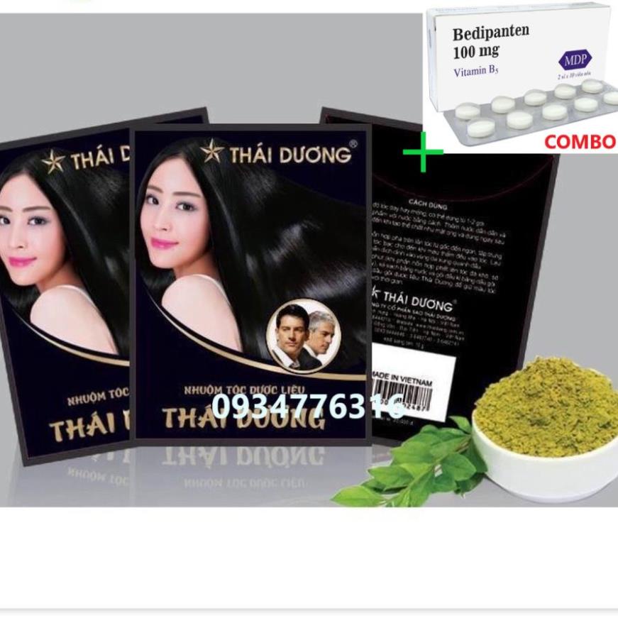 Combo Bedipanten 100mg +  ✅ Dầu gội Nhuộm Tóc Dược Liệu - Gội Là Đen Thái Dương(Hộp 5 gói)