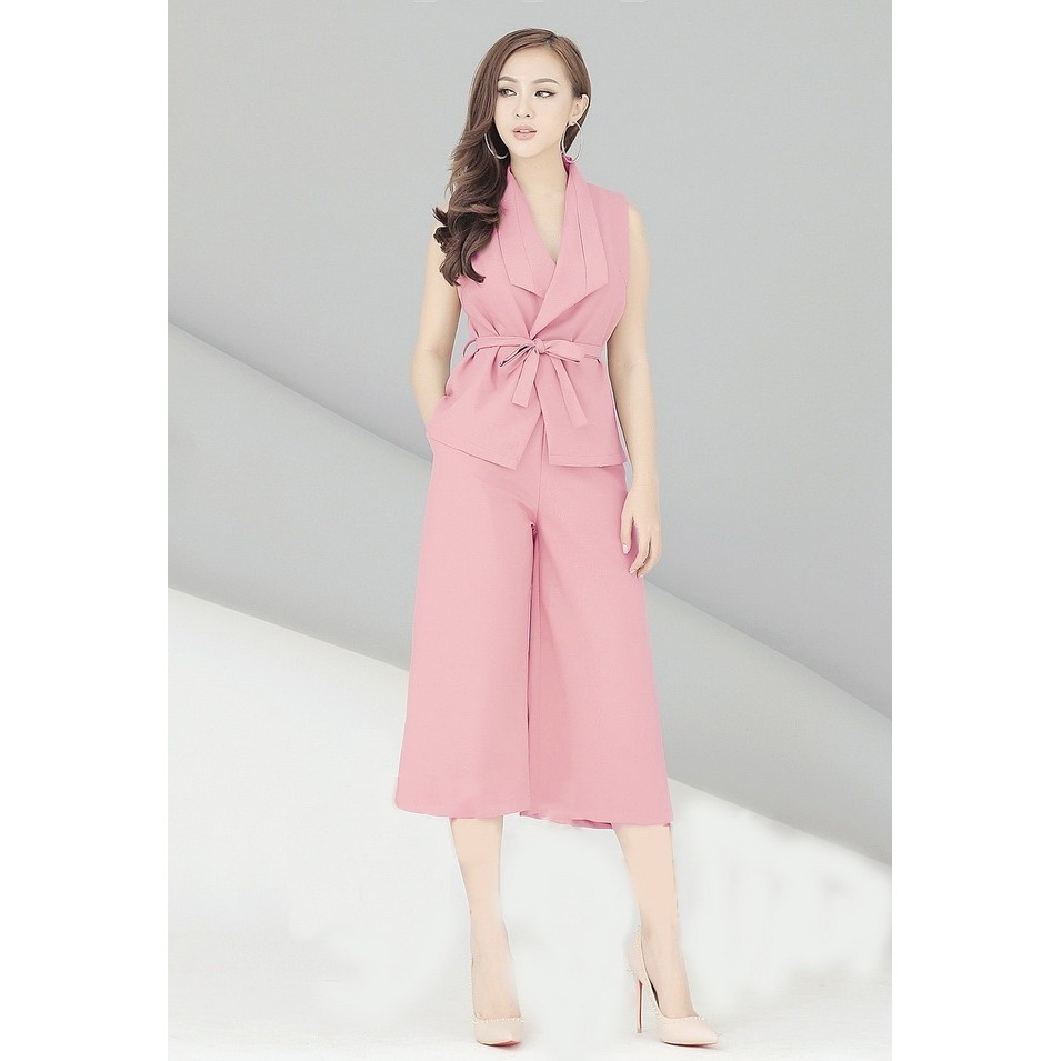 Set bộ thun áo vest phối quần suông ống loe nhẹ