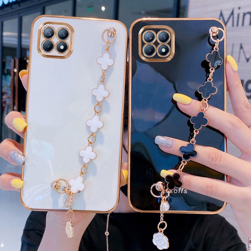 Ốp điện thoại KOOSUK dẻo mạ vàng có dây đeo tay thời trang cho Huawei Nova Y60 8I 8 Pro 7I 7 SE 5T 5Z