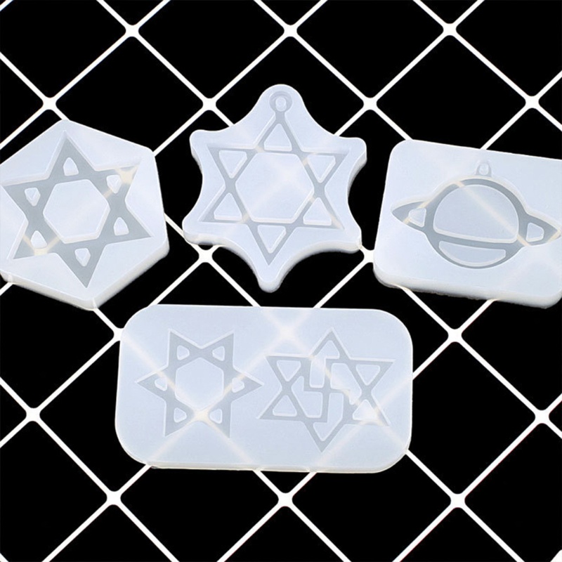 Khuôn Silicone Làm Móc Khóa Thủ Công DIY Hình Ngôi Sao Sáu Cánh