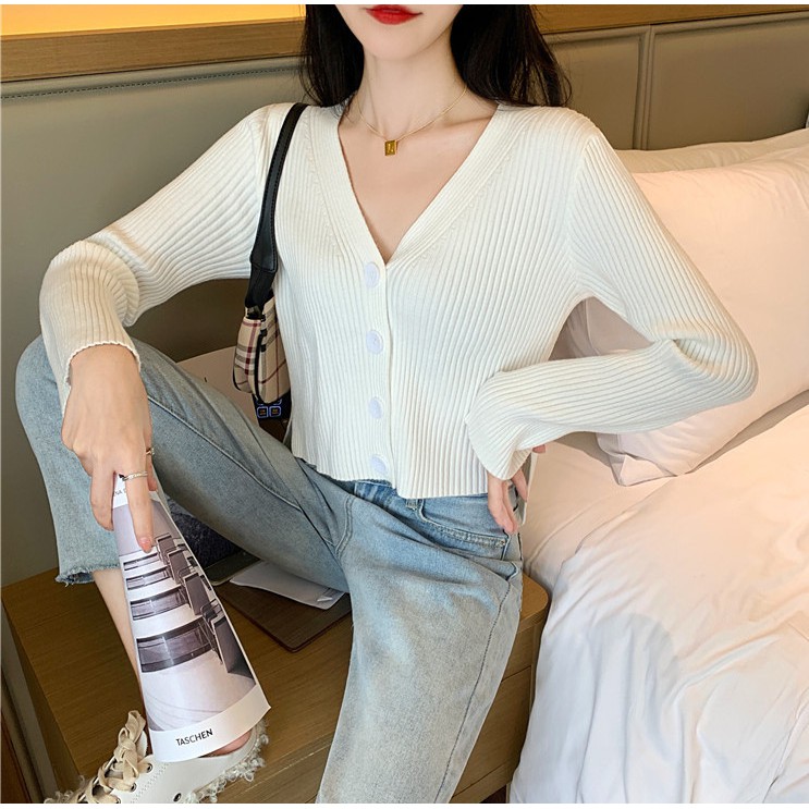 [CÓ SĂN] ÁO KHOÁC LEN CARDIGAN GÀI NÚT PHOM NGẮN | BigBuy360 - bigbuy360.vn