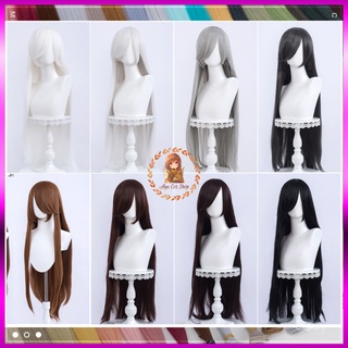 [Có sẵn-Order] wig/tóc giả nữ cơ bản 100cm cosplay màu trắng bạc đen xám nâu