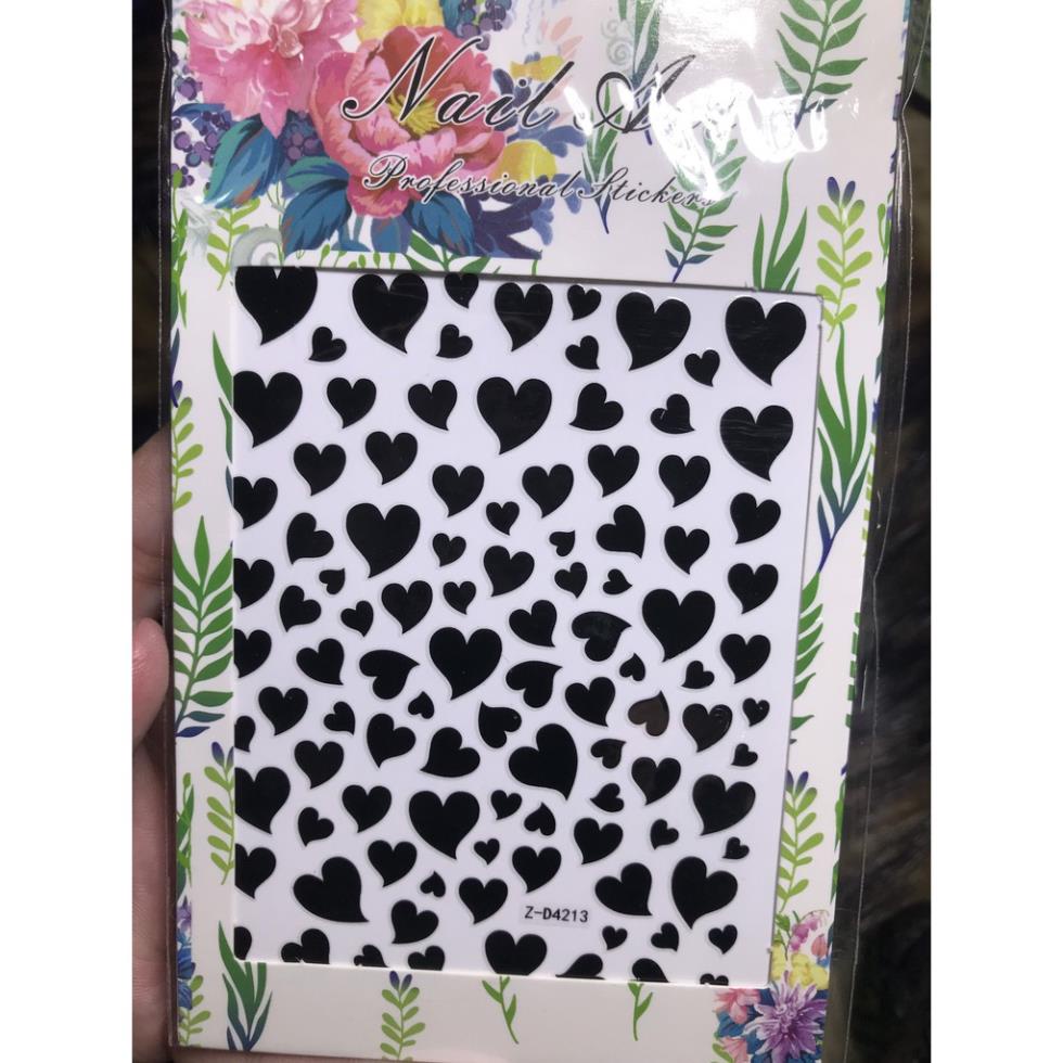 Hình dán móng tay Tim đen