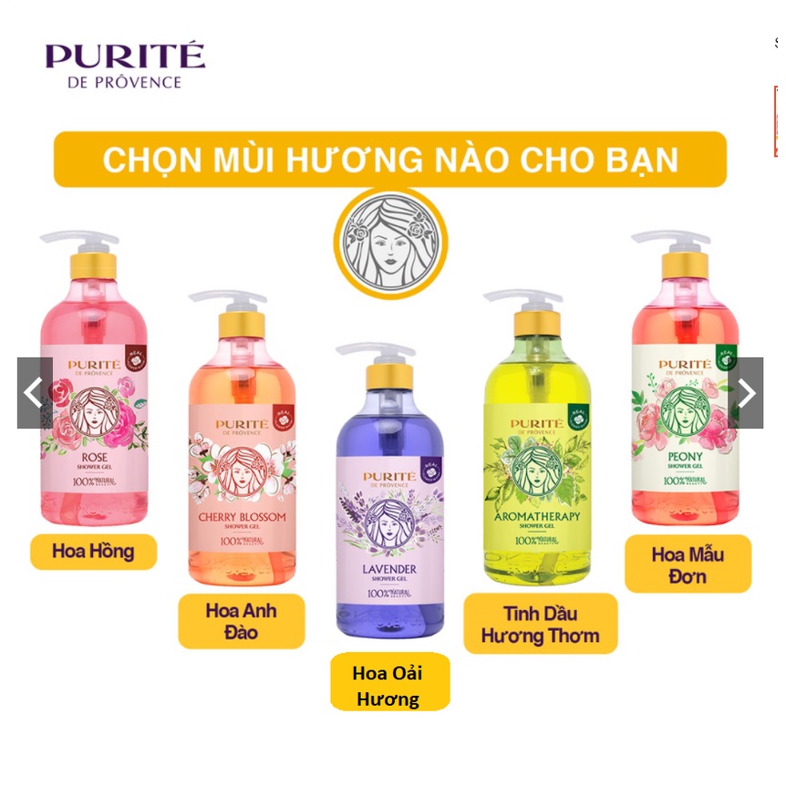 (KÈM QUÀ TẶNG) Sữa Tắm Mềm Mịn Purite, Purité 850ml