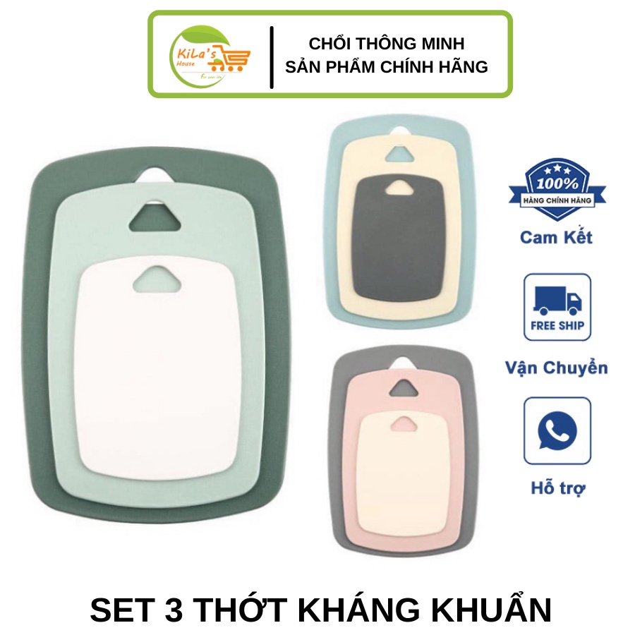 Set 3 Thớt Kháng Khuẩn TEENS Chống Trơn Trượt Tiện Dụng - Thớt Kháng Khuẩn Bền Chắn, Chống Trơn, Chống Xược, Kháng Khuẩn