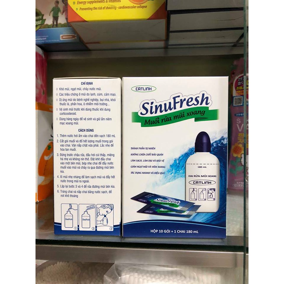 Bình Rửa Mũi Xoang Cát Linh SinuFresh Kèm 10 Gói Muối