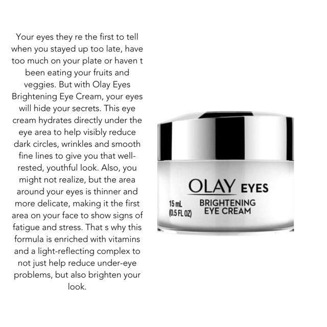 Kem Dưỡng Mắt Olay Brightening Eye Cream 15ml Hàng Nhập USA