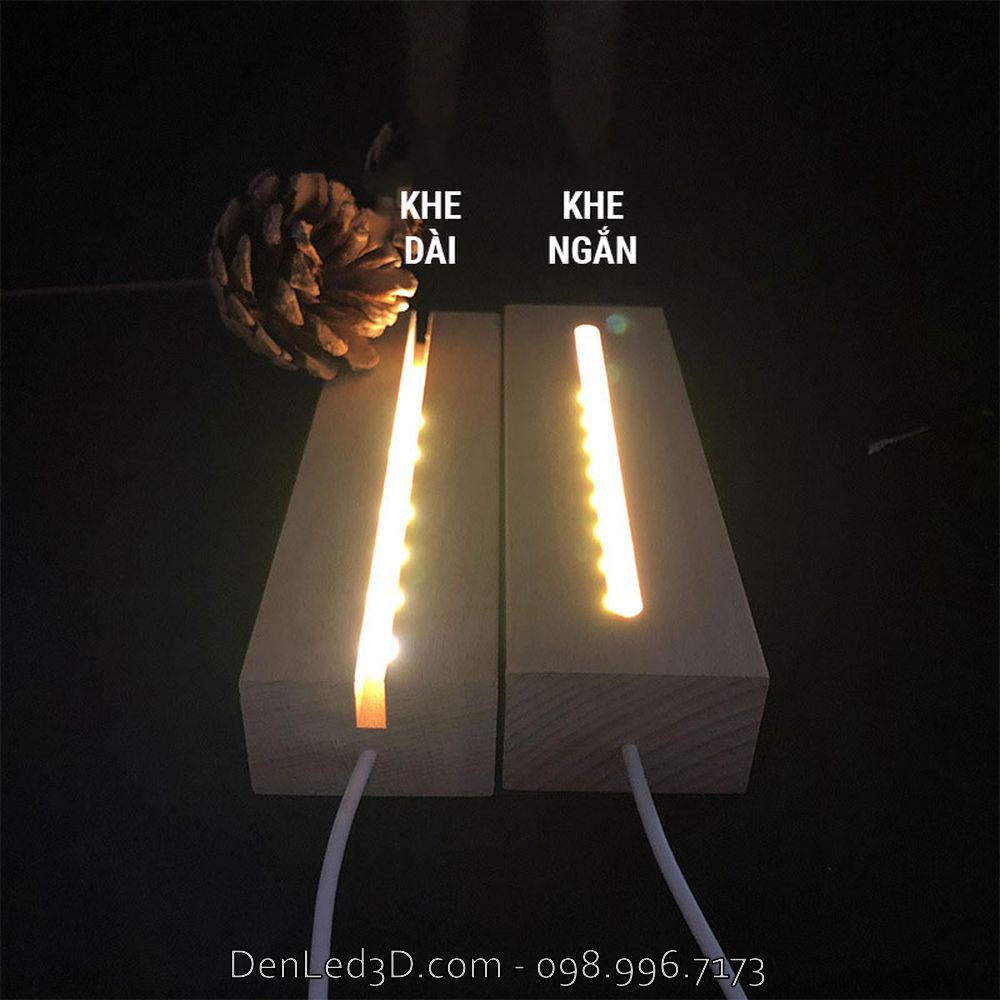 Đế Đèn LED 3D Gỗ Chữ Nhật Dài RGB (không kèm mica)