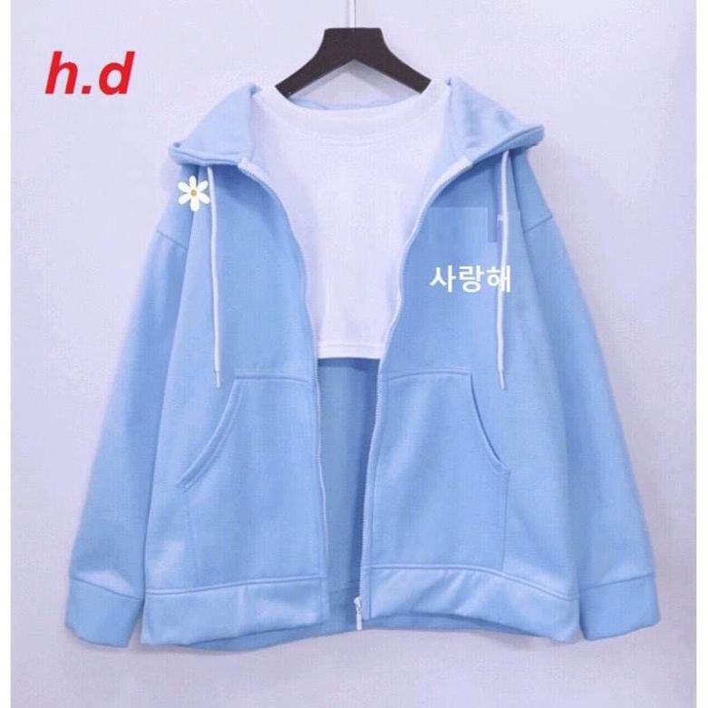 Áo khoác nỉ hoodie in chữ Hàn nhiều màu, áo jacket bomber chất nỉ form cho người tới 75kg [ Sale rẻ vô địch]