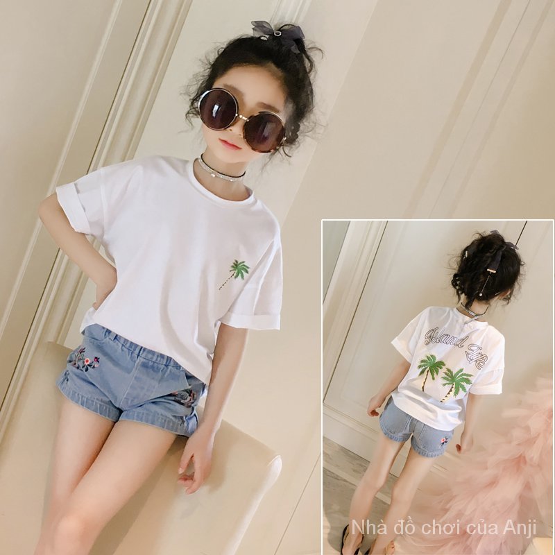95% Cotton Kids Girls Shirts Women Shirt Summer Short Sleeve Children Kids Tide Jacket