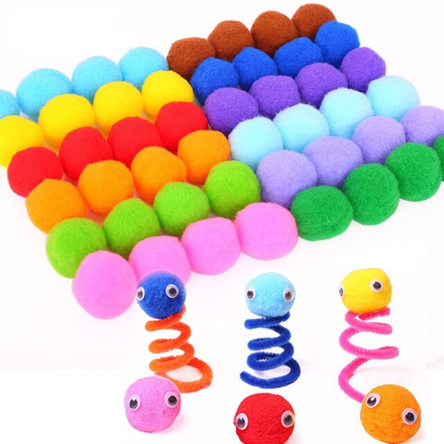 100 Hạt pompom - pom pom 3cm nhiều màu làm slime