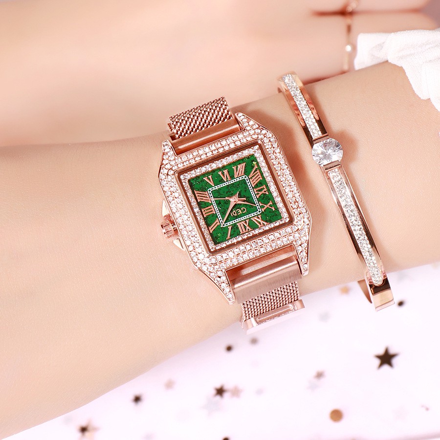 Đồng Hồ Nữ GEDI 71941 Dây Lưới Thép Cao Cấp, Mặt Vuông Đính Đá, Khóa Nam Châm - HÀNG CHÍNH HÃNG [CÓ VIDEO - ẢNH THẬT]