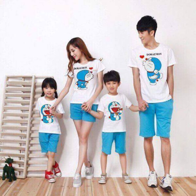 Áo thun DOREMON gia đình, áo Doremon bé trai bé gái chât cotton mịn mát giá sĩ