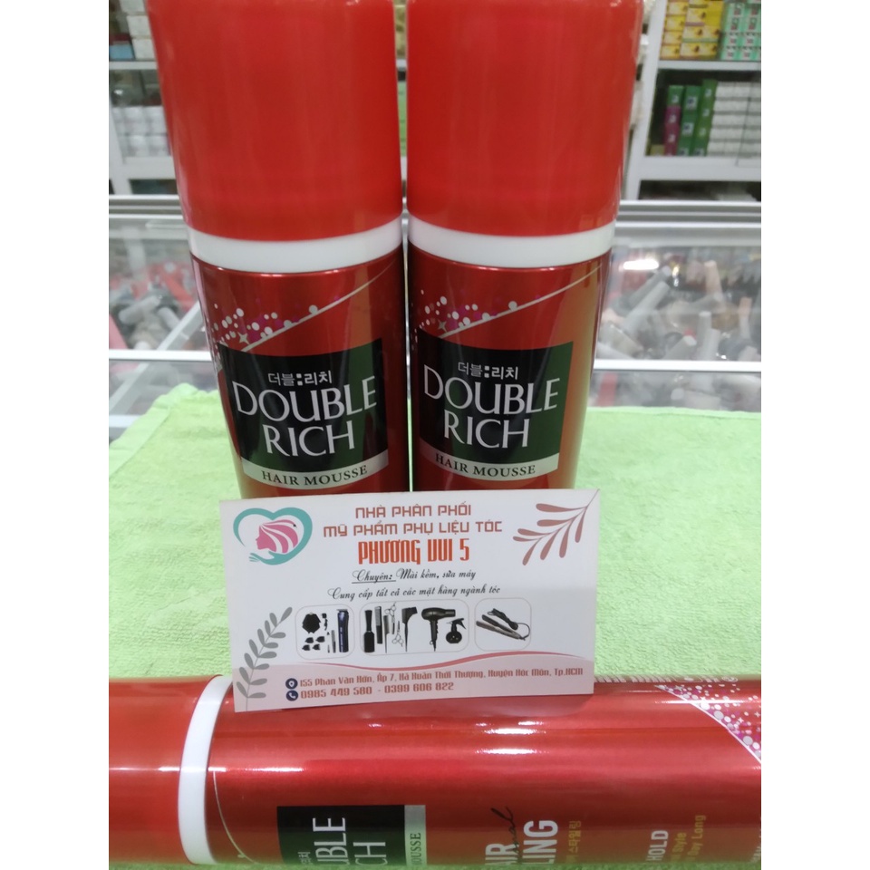 KEO GÔM XỊT TÓC Double Rich Bồng Bềnh 150ml khi bạn xịt khi bạn xịt keo lên và vuốt thì sẽ đc mái tóc theoý