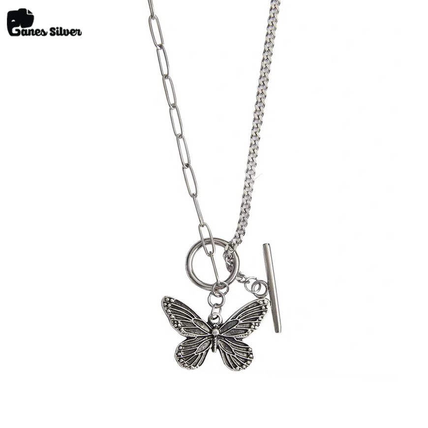 Dây chuyền bạc nữ GANES SILVER Butterfly khóa tròn chất liệu bạc thái - D000192