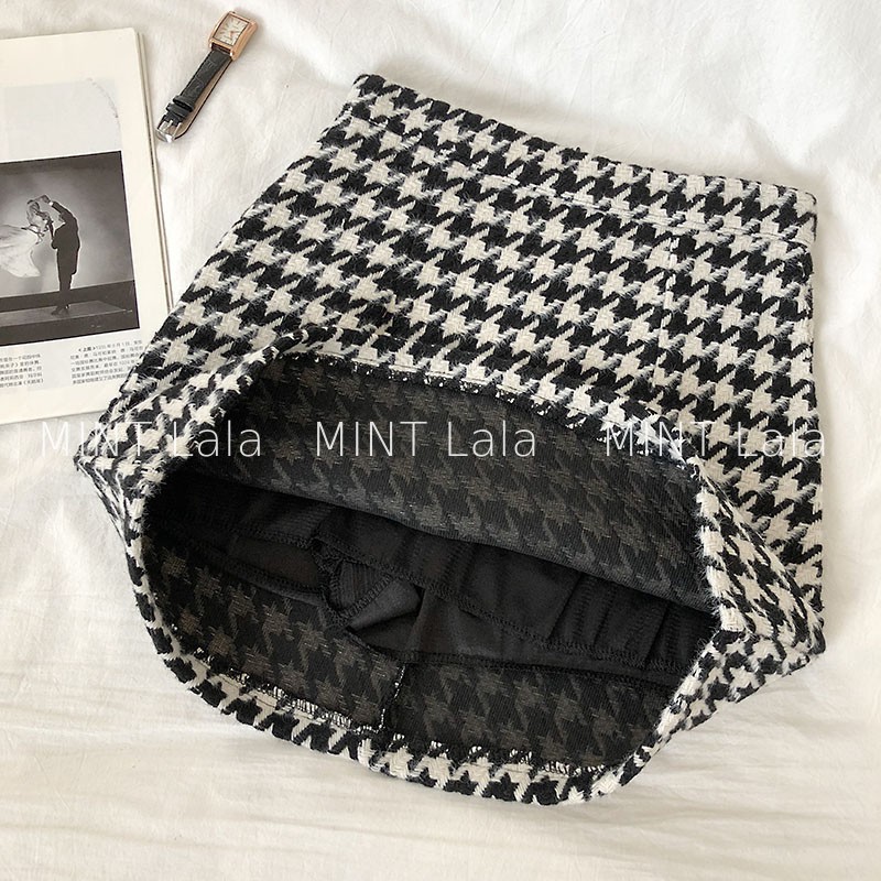 Chân Váy Len Dạ Họa Tiết Housndstooth Mùa Đông Mới | BigBuy360 - bigbuy360.vn