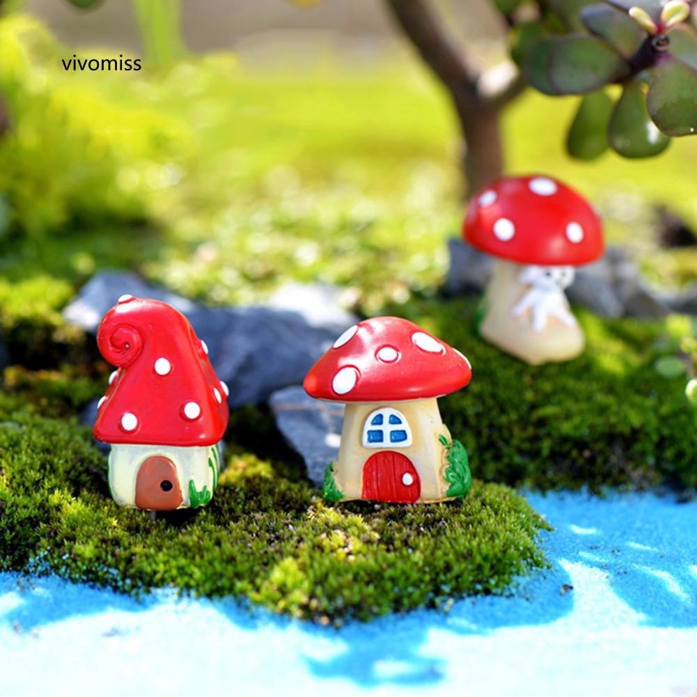 Set 3 nhà cổ tích lọ hoa thu nhỏ trang trí sân vườn DIY