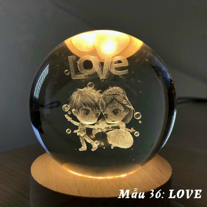 Quả cầu pha lê 3D ánh sáng vàng