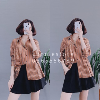 Áo kẻ nâu vàng cuniess store ❤️❤️❤️❤️