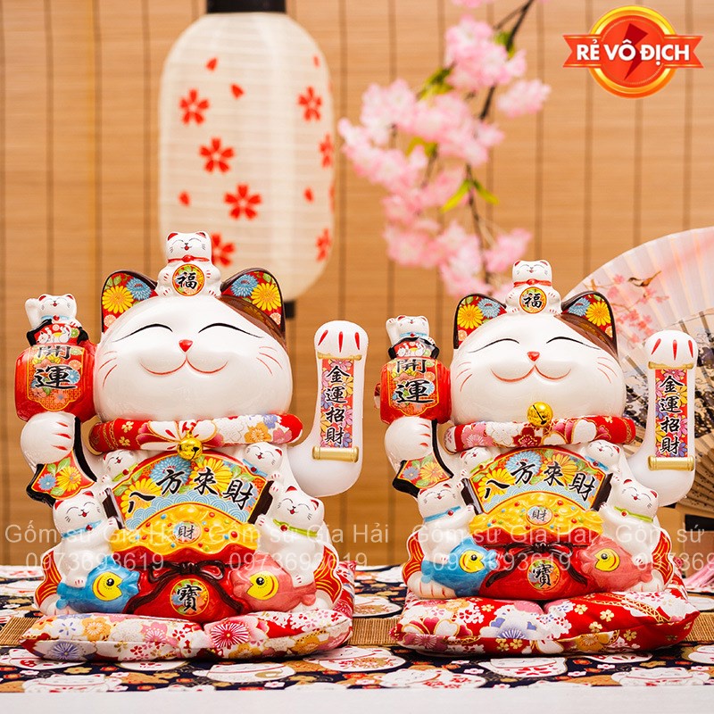 ✬SIÊU HOT✬ Mèo thần tài Chiêu Khách cao 26cm-29cm-32cm kèm thảm và sạc