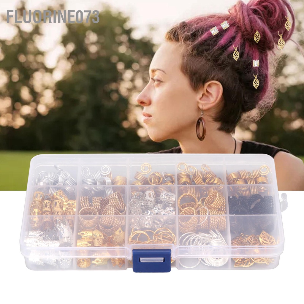 Fluorine073 Chuỗi hạt Dreadlocks Đặt hợp kim Hạt bện tóc Vòng xoắn Mặt dây chuyền Nhẫn trang sức Đồ trí cho bữa tiệc