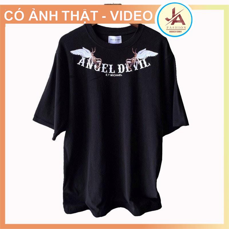 Hình thật- Áo thun unisex tay lỡ form rộng  Angel Devil sắc nét - áo phông nam nữ cotton Hot có đủ size