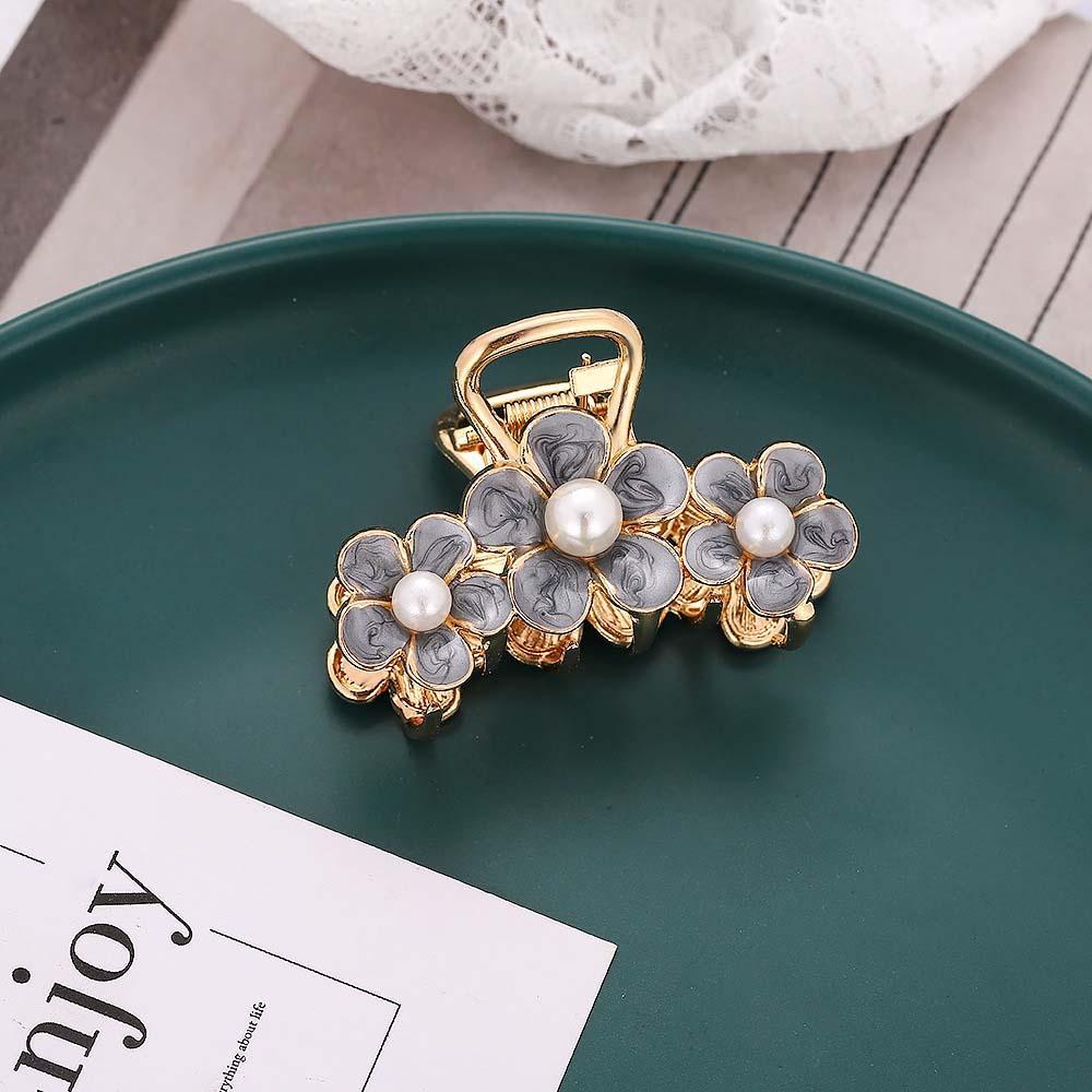 QQMALL Kẹp Tóc Kim Loại Hình Hoa Đơn Giản Phong Cách Retro Hàn Quốc