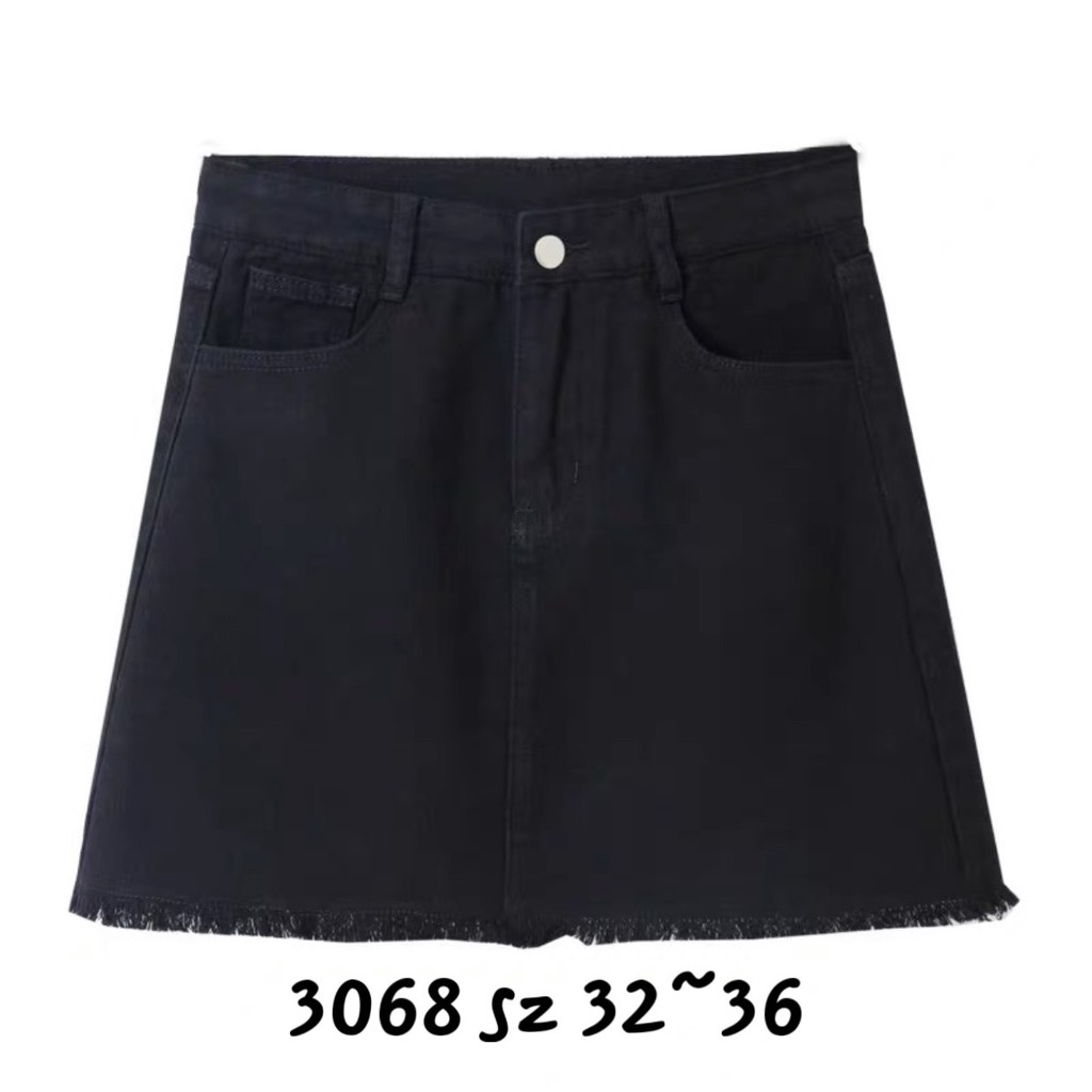 [SIZE ĐẠI] Quần váy jean nữ BIG SIZE lưng cao, co dãn mạnh, màu đen tuyền tua lai rẻ đẹp 3068
