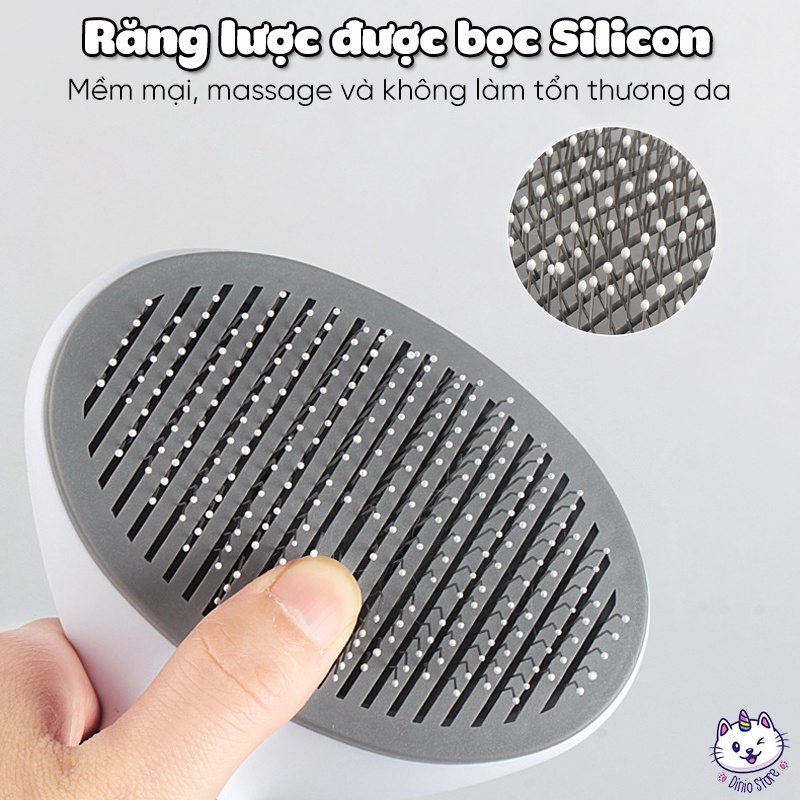 Lược chải lông chó mèo có nút bấm CHÍNH HÃNG CLEAN chải lông chó mèo - Hery Pet