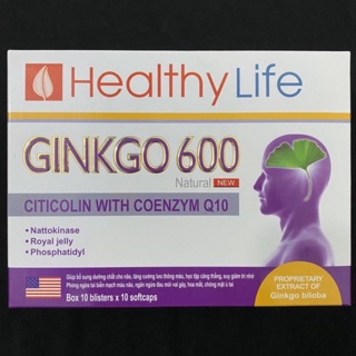 Ginkgo 600 bổ sung dưỡng chất cho não hạn chế suy giảm trí nhớ x100 viên