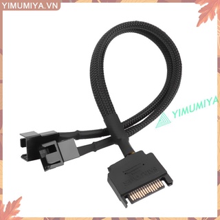 YI Sleeved SATA 15Pin to 2 Way 3Pin 4Pin Fan Power Adapter Extension Cable