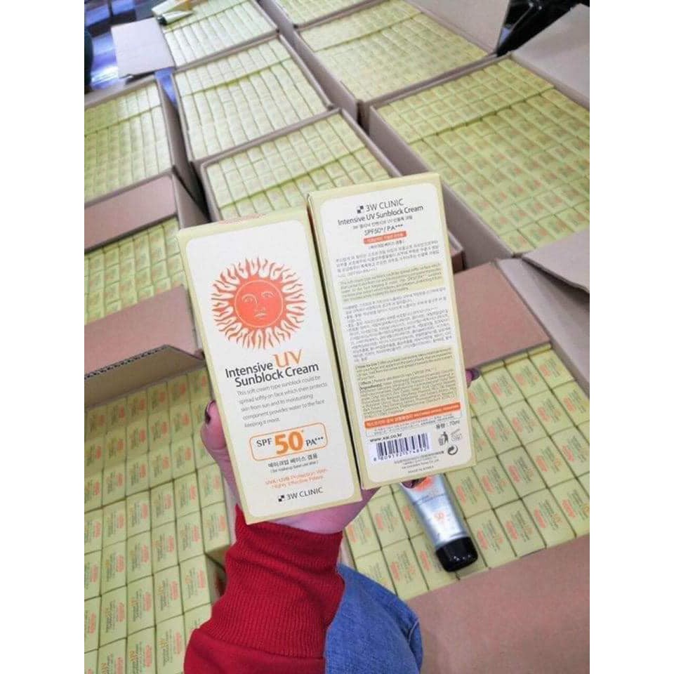 KEM CHỐNG NẮNG 3W Clinic UV Sunblock Cream SPF 50+ PA+++ 70 ml (hàng chính hãng )